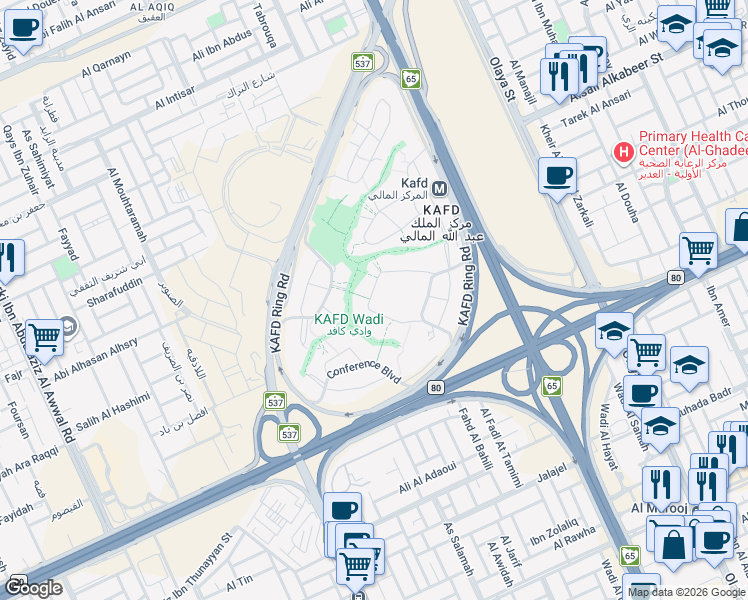 map of restaurants, bars, coffee shops, grocery stores, and more near 7141 أحمد بن مغيث in Riyadh