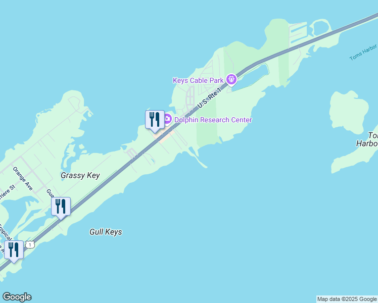 map of restaurants, bars, coffee shops, grocery stores, and more near 58950 Overseas Highway in Marathon
