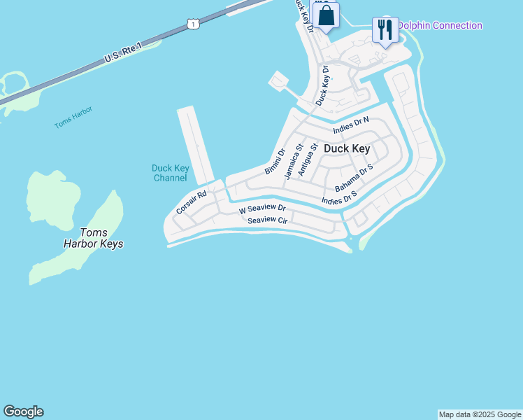 map of restaurants, bars, coffee shops, grocery stores, and more near 240 West Seaview Drive in Marathon