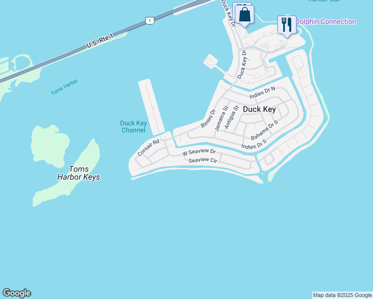 map of restaurants, bars, coffee shops, grocery stores, and more near 108 Vista Lane in Marathon