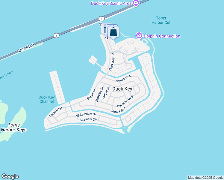 map of restaurants, bars, coffee shops, grocery stores, and more near 118 Nassau Street in Duck Key
