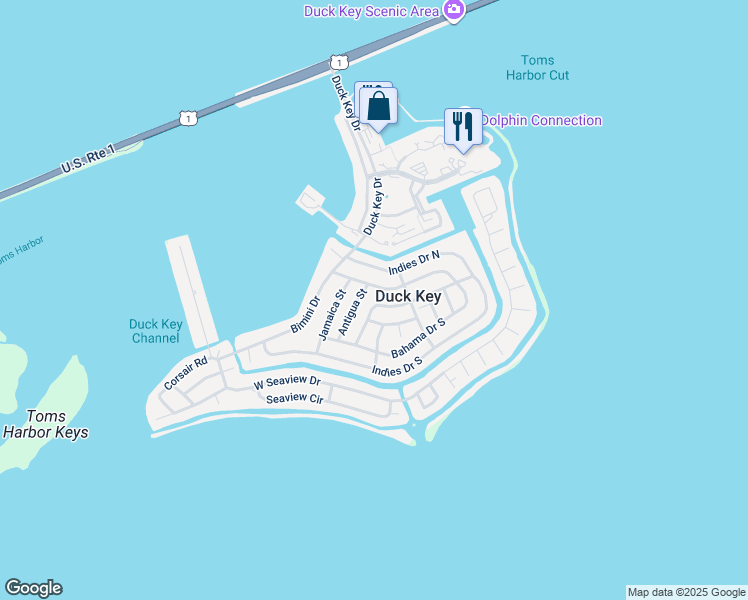map of restaurants, bars, coffee shops, grocery stores, and more near 118 Nassau Street in Duck Key