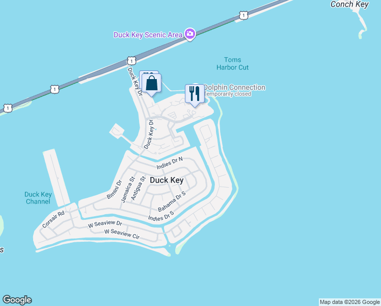 map of restaurants, bars, coffee shops, grocery stores, and more near 149 Indies Drive North in Marathon