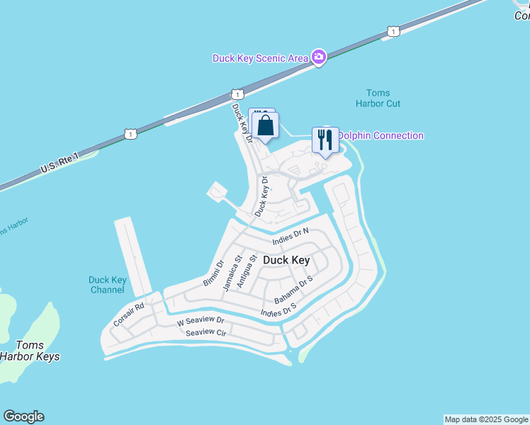 map of restaurants, bars, coffee shops, grocery stores, and more near 7226 Simran Lane in Duck Key