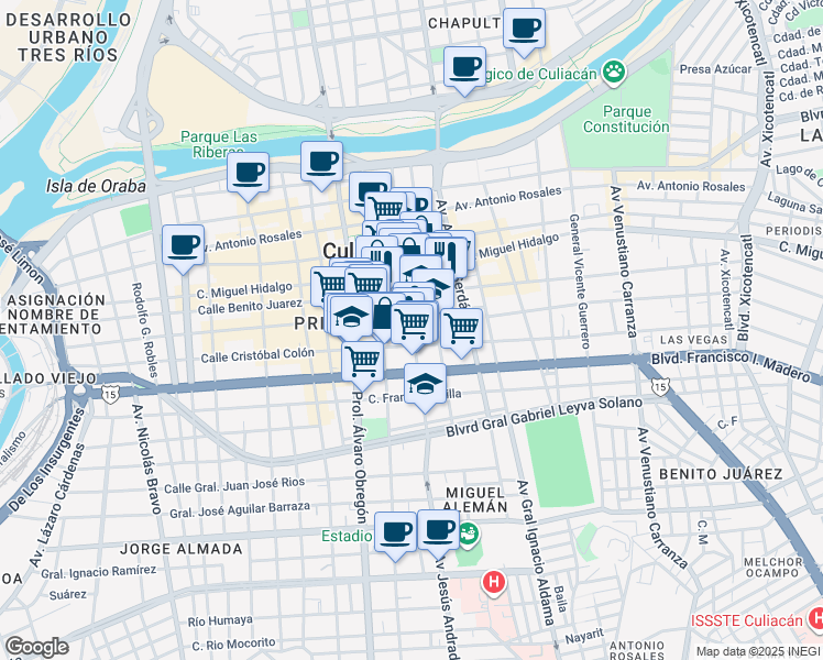 map of restaurants, bars, coffee shops, grocery stores, and more near 155 Avenida Jesús Andrade in Culiacán Rosales