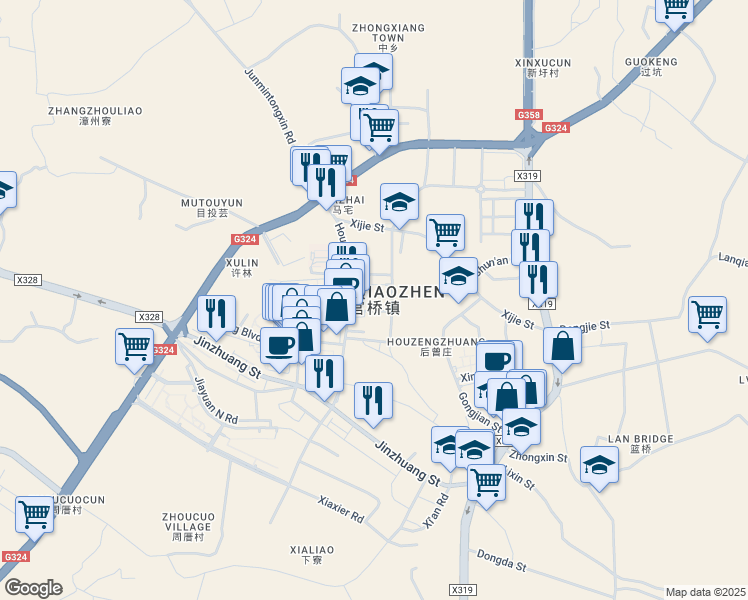 map of restaurants, bars, coffee shops, grocery stores, and more near in Quanzhou