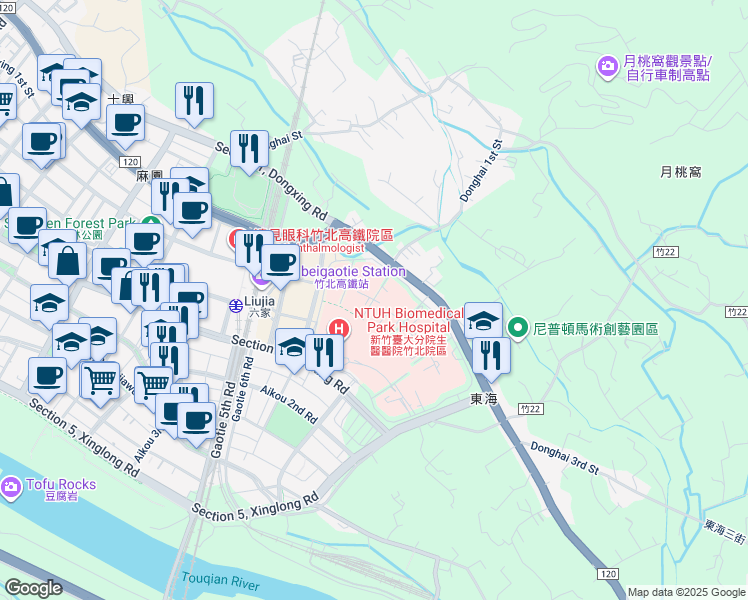map of restaurants, bars, coffee shops, grocery stores, and more near Shengyi 2nd Road in Zhubei City