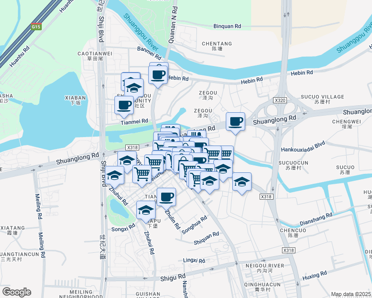 map of restaurants, bars, coffee shops, grocery stores, and more near He Ping Lu in Quanzhou Shi