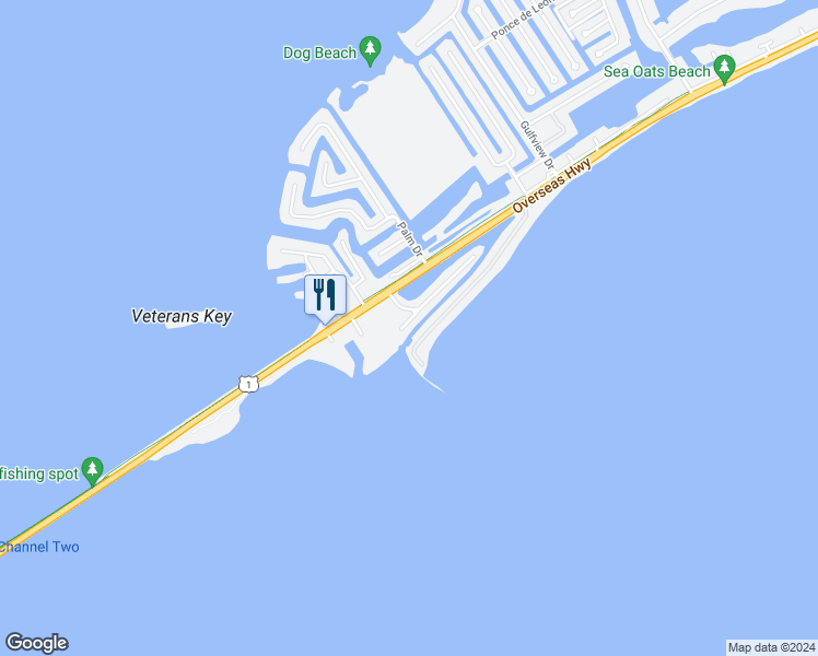 map of restaurants, bars, coffee shops, grocery stores, and more near 103 Iroquois Drive in Islamorada
