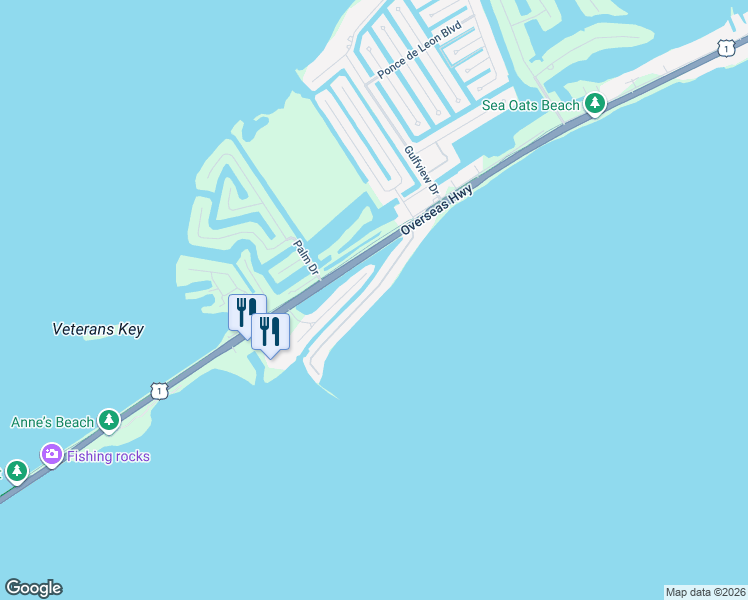map of restaurants, bars, coffee shops, grocery stores, and more near 169 Sunset Drive in Islamorada