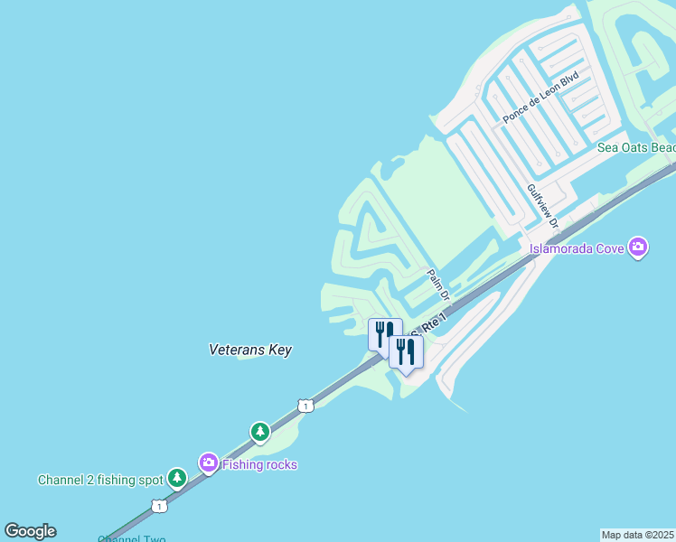 map of restaurants, bars, coffee shops, grocery stores, and more near 257 Tollgate Boulevard in Islamorada