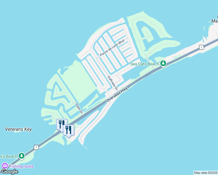 map of restaurants, bars, coffee shops, grocery stores, and more near 109 Nautilus Drive in Islamorada