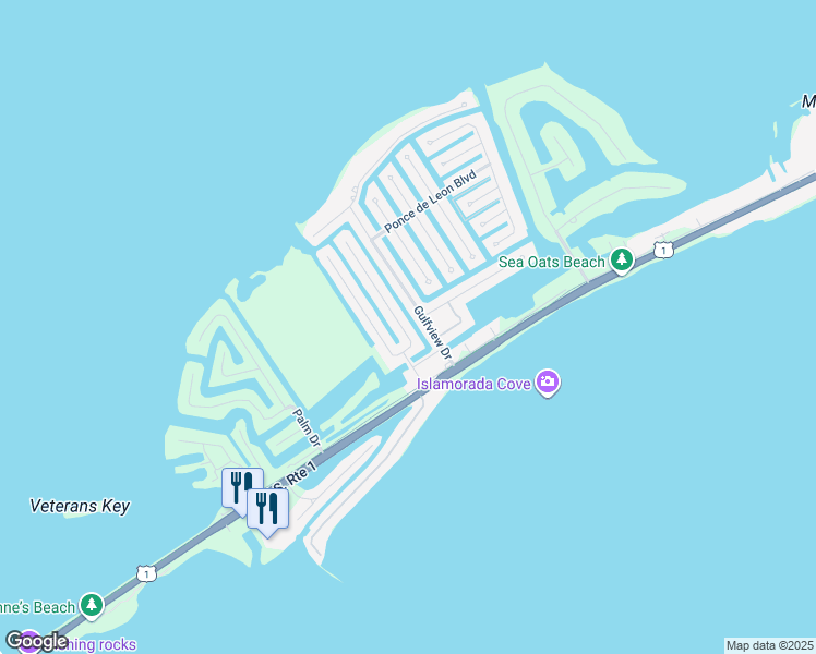 map of restaurants, bars, coffee shops, grocery stores, and more near 109 Nautilus Drive in Islamorada