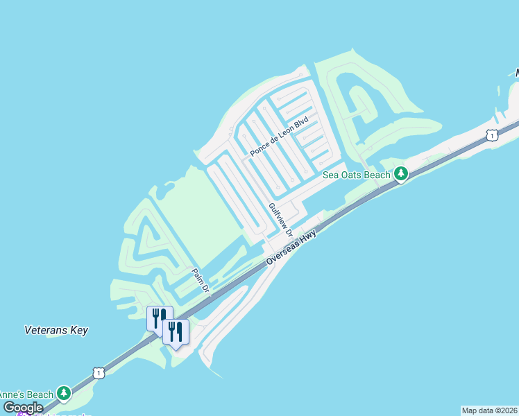 map of restaurants, bars, coffee shops, grocery stores, and more near 134 Gulfview Drive in Islamorada