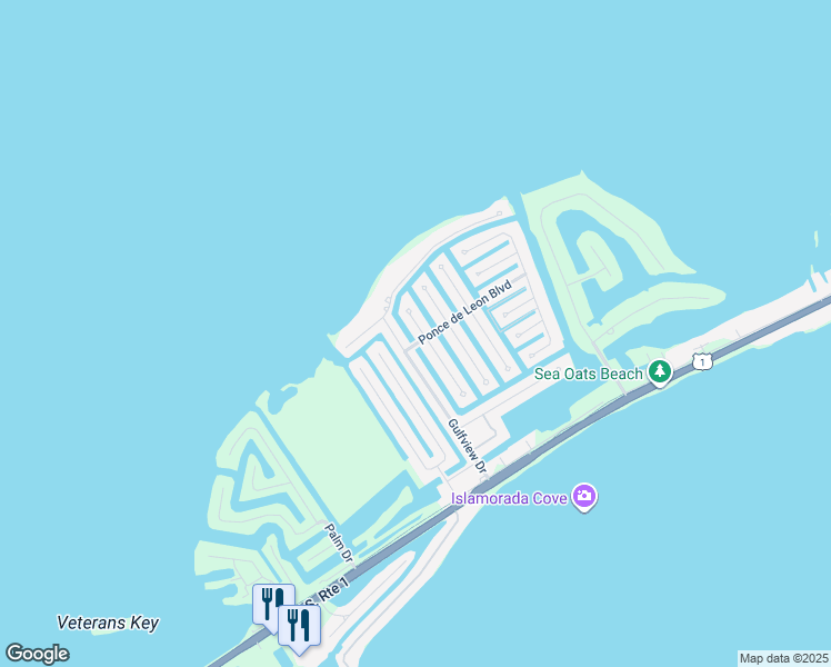 map of restaurants, bars, coffee shops, grocery stores, and more near 103 West Plaza Del Lago in Islamorada