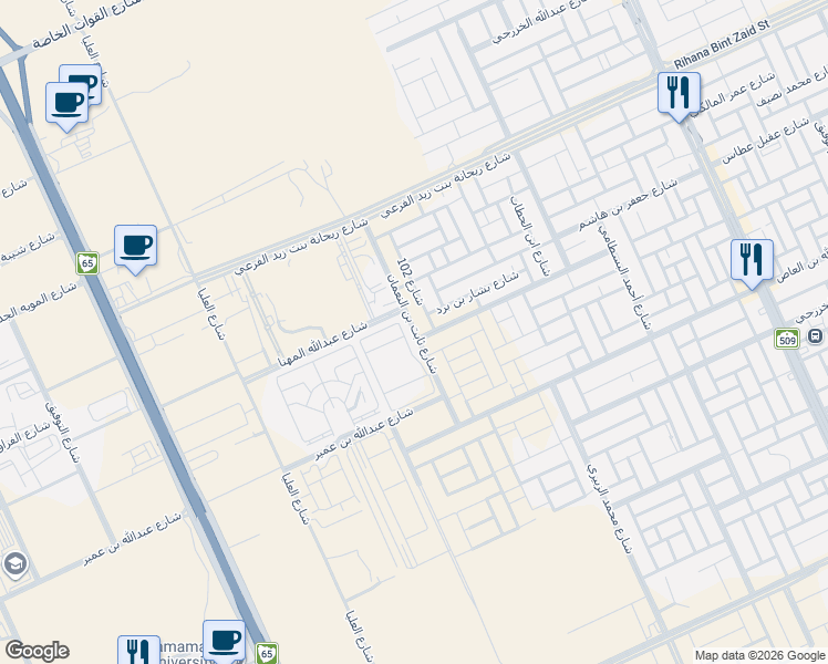 map of restaurants, bars, coffee shops, grocery stores, and more near شارع ثابت بن النعمان in Riyadh