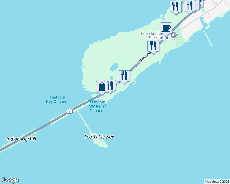 map of restaurants, bars, coffee shops, grocery stores, and more near 79901 Overseas Highway in Islamorada