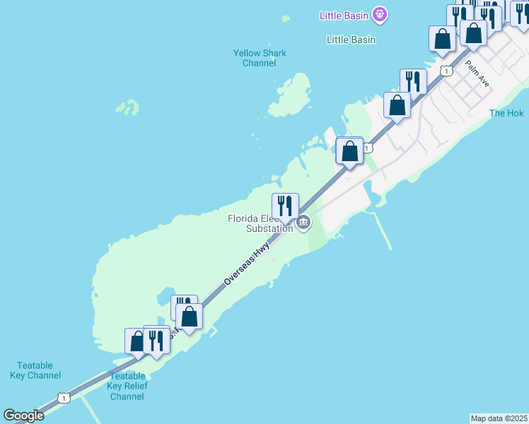 map of restaurants, bars, coffee shops, grocery stores, and more near 80450 Overseas Highway in Islamorada