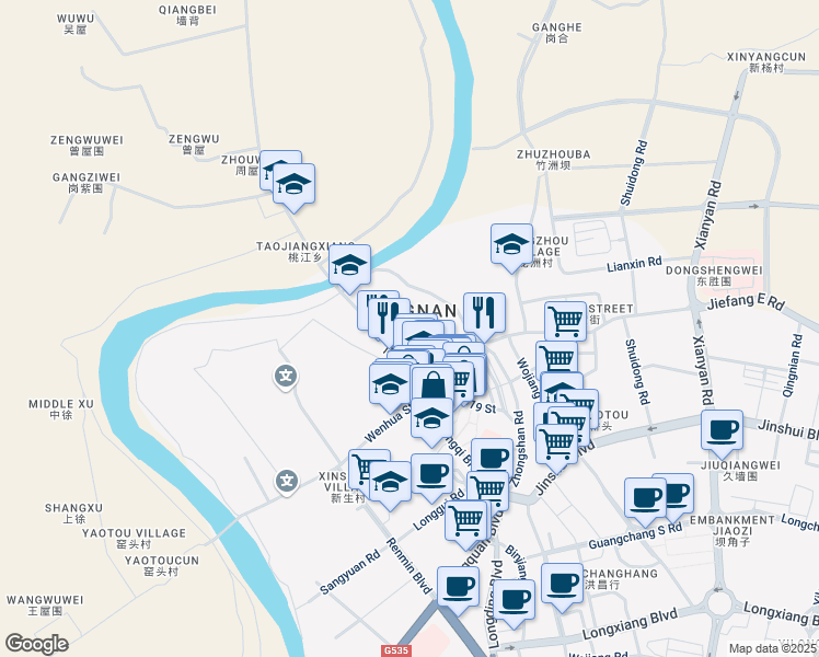 map of restaurants, bars, coffee shops, grocery stores, and more near in Ganzhou