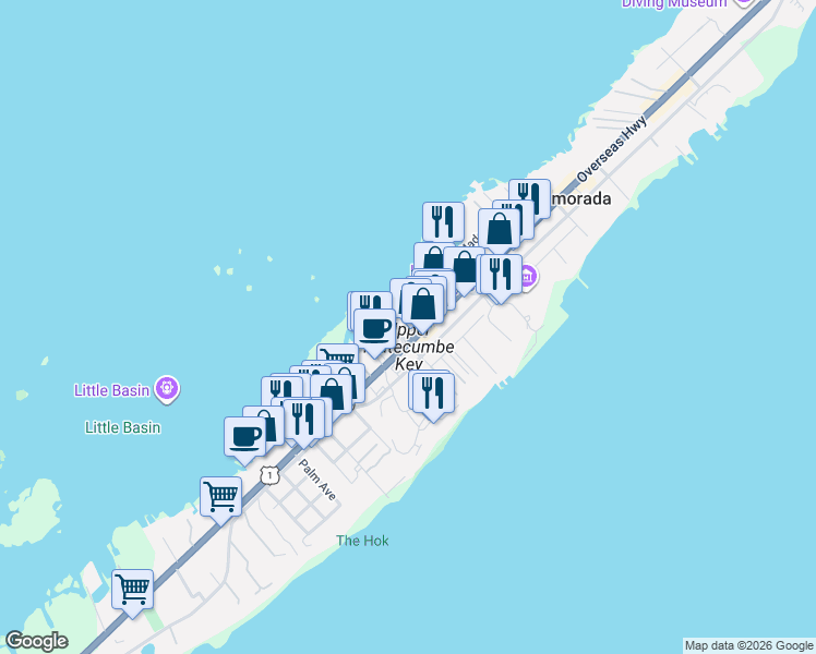 map of restaurants, bars, coffee shops, grocery stores, and more near in Monroe County