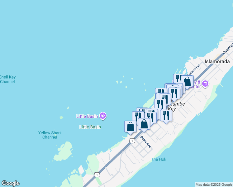 map of restaurants, bars, coffee shops, grocery stores, and more near 951 Mastic Street in Islamorada