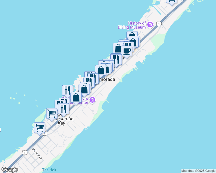map of restaurants, bars, coffee shops, grocery stores, and more near 82519 Old Highway in Islamorada