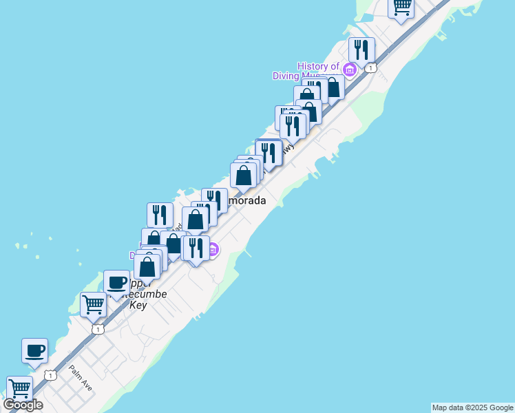 map of restaurants, bars, coffee shops, grocery stores, and more near 82519 Old Highway in Islamorada
