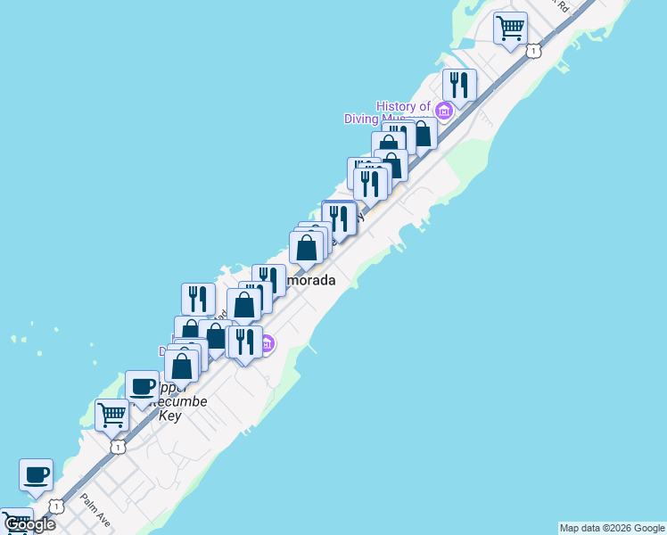 map of restaurants, bars, coffee shops, grocery stores, and more near 82681 U.S. 1 in Islamorada