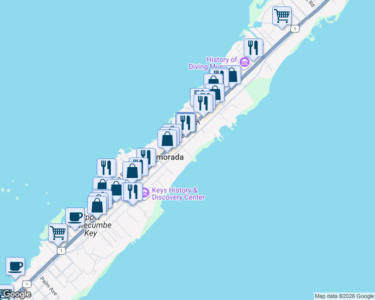 map of restaurants, bars, coffee shops, grocery stores, and more near 82681 U.S. 1 in Islamorada
