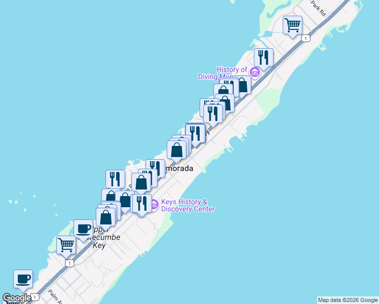 map of restaurants, bars, coffee shops, grocery stores, and more near 82681 U.S. 1 in Islamorada