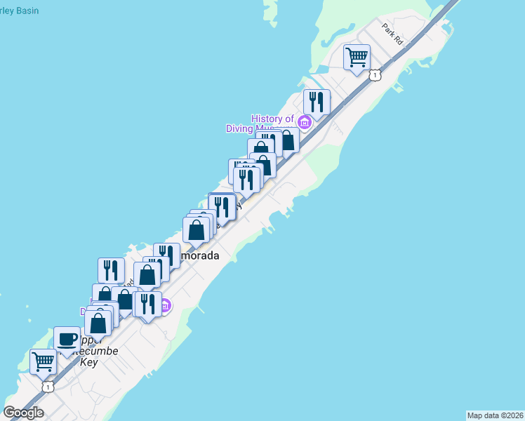 map of restaurants, bars, coffee shops, grocery stores, and more near 82719 Old Highway in Islamorada