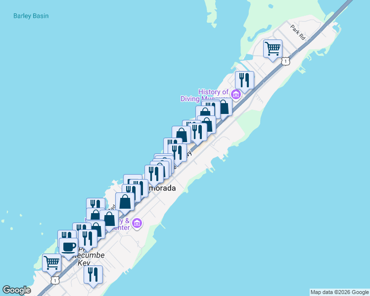 map of restaurants, bars, coffee shops, grocery stores, and more near 82749 U.S. 1 in Islamorada