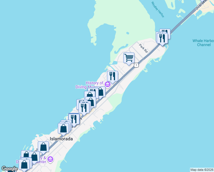 map of restaurants, bars, coffee shops, grocery stores, and more near 12 Pen Key Club in Islamorada