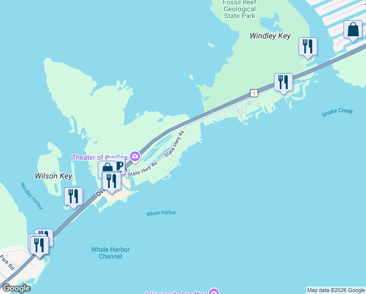 map of restaurants, bars, coffee shops, grocery stores, and more near 84731 Overseas Highway in Islamorada