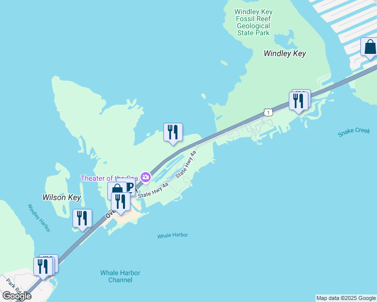 map of restaurants, bars, coffee shops, grocery stores, and more near 84755 Old Highway in Islamorada