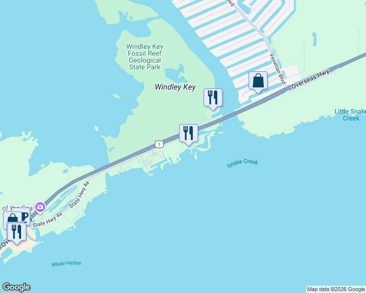 map of restaurants, bars, coffee shops, grocery stores, and more near 85307 Old Highway in Islamorada