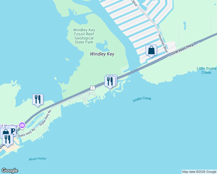 map of restaurants, bars, coffee shops, grocery stores, and more near 85307 Old Highway in Islamorada