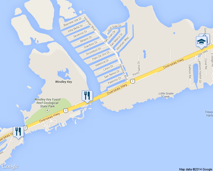 map of restaurants, bars, coffee shops, grocery stores, and more near 161 Palermo Dr in Islamorada