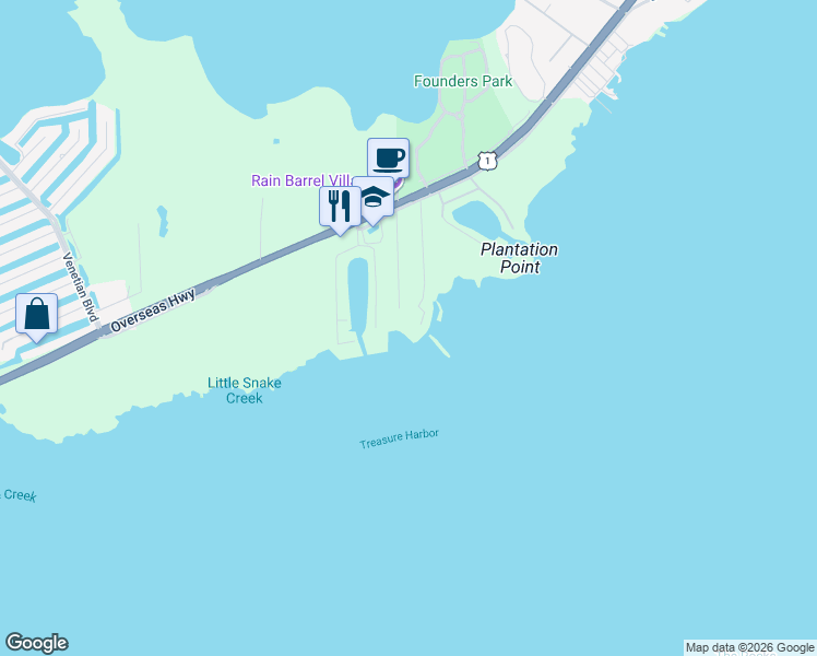 map of restaurants, bars, coffee shops, grocery stores, and more near 243 Treasure Harbor Drive in Islamorada