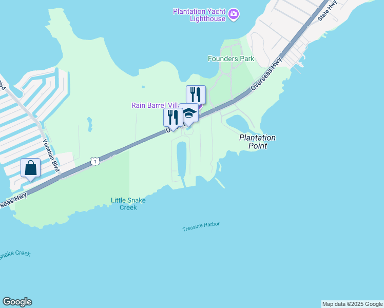 map of restaurants, bars, coffee shops, grocery stores, and more near 216-222 Coral Road in Islamorada