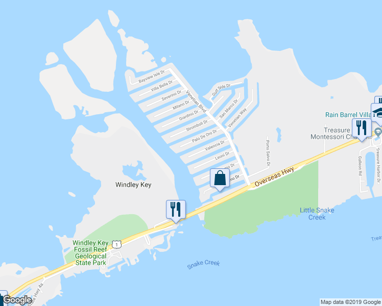 map of restaurants, bars, coffee shops, grocery stores, and more near 152 Valencia Drive in Islamorada