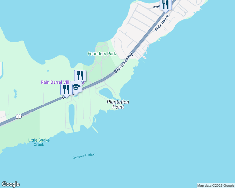 map of restaurants, bars, coffee shops, grocery stores, and more near 316 North Drive in Islamorada