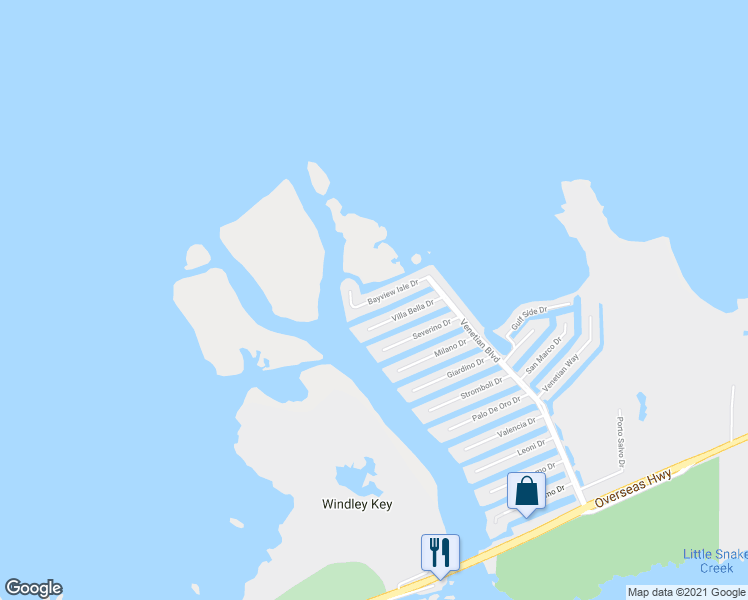 map of restaurants, bars, coffee shops, grocery stores, and more near 123 Bayview Isle Drive in Islamorada