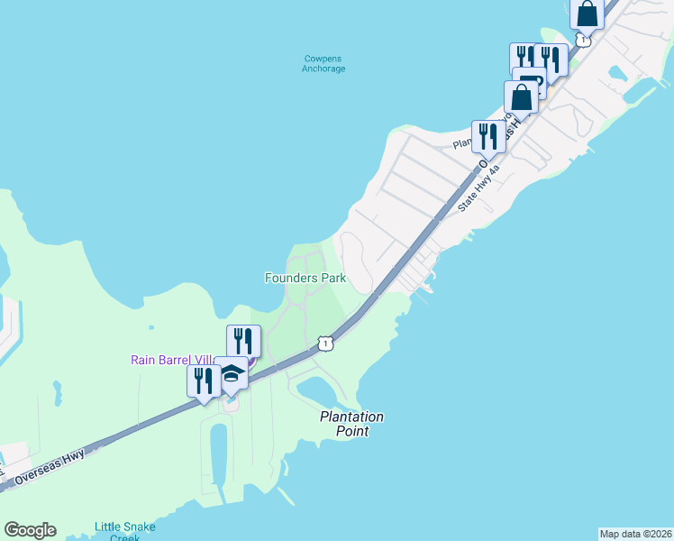 map of restaurants, bars, coffee shops, grocery stores, and more near 87200 Overseas Highway in Islamorada