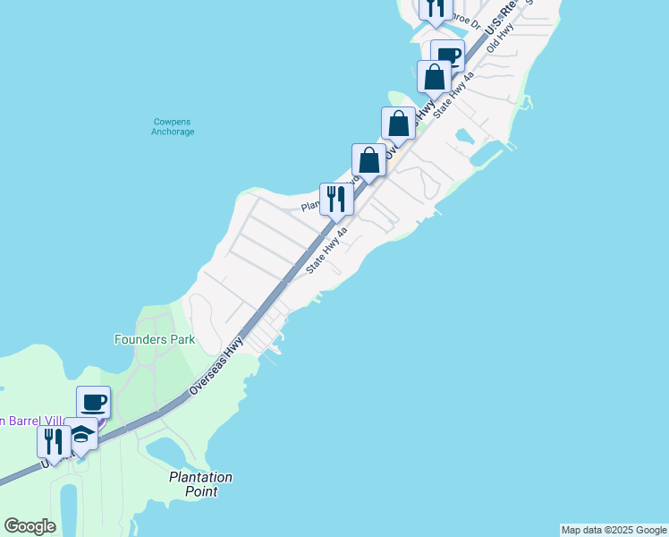 map of restaurants, bars, coffee shops, grocery stores, and more near 87445 Old Highway in Islamorada