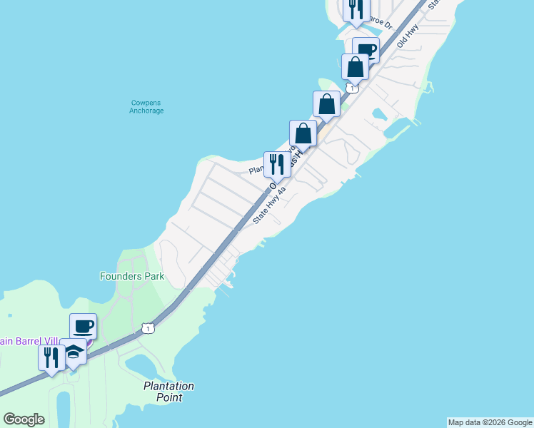 map of restaurants, bars, coffee shops, grocery stores, and more near 87526 Old Highway in Islamorada