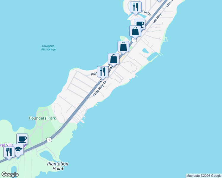 map of restaurants, bars, coffee shops, grocery stores, and more near 87851 Old Highway in Islamorada
