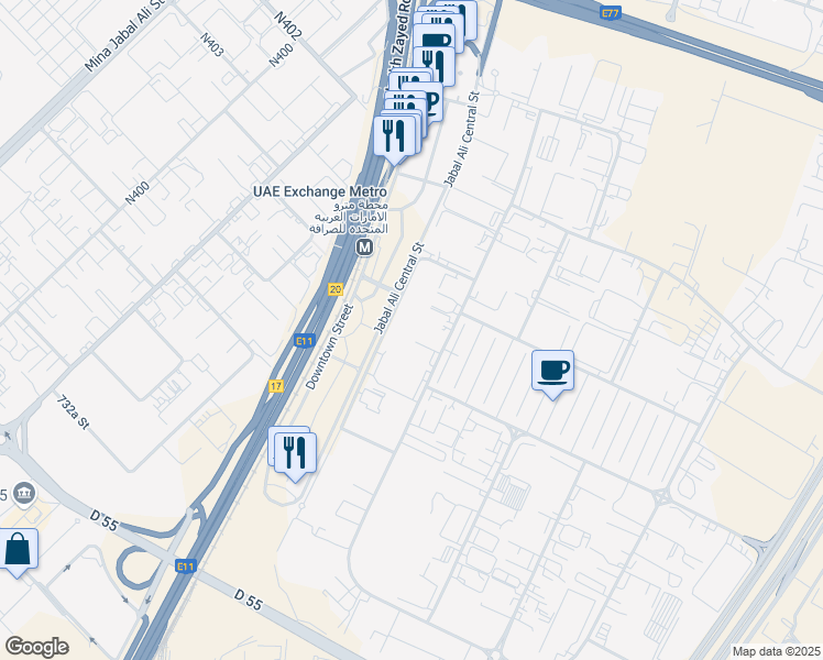 map of restaurants, bars, coffee shops, grocery stores, and more near in Dubai