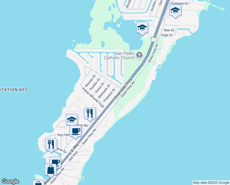 map of restaurants, bars, coffee shops, grocery stores, and more near 89140 Overseas Highway in Islamorada