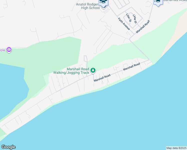 map of restaurants, bars, coffee shops, grocery stores, and more near Marshall Road in Nassau